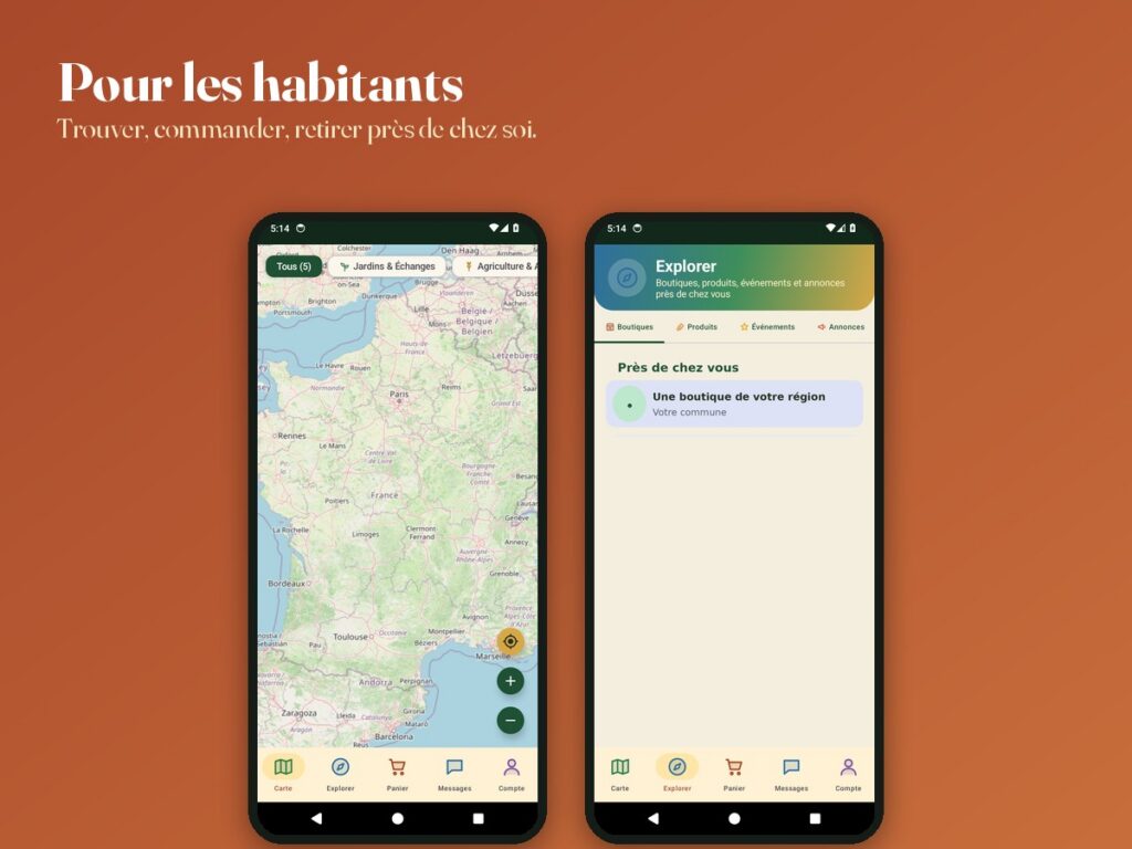 Carte et boutiques près de chez soi
